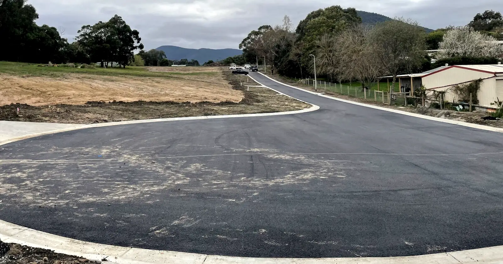 New residential street at the Olive Grove subdivision in Healesville